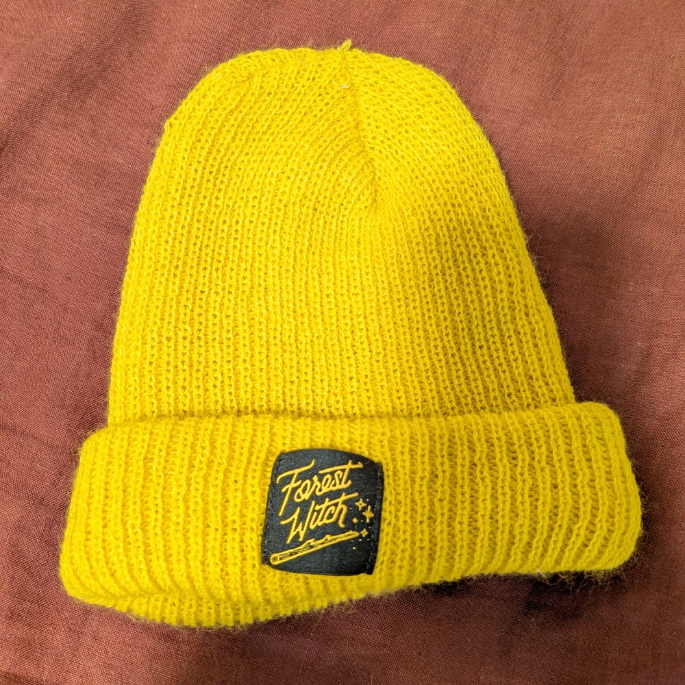 Yellow Knit Cuffed Beanie Hat